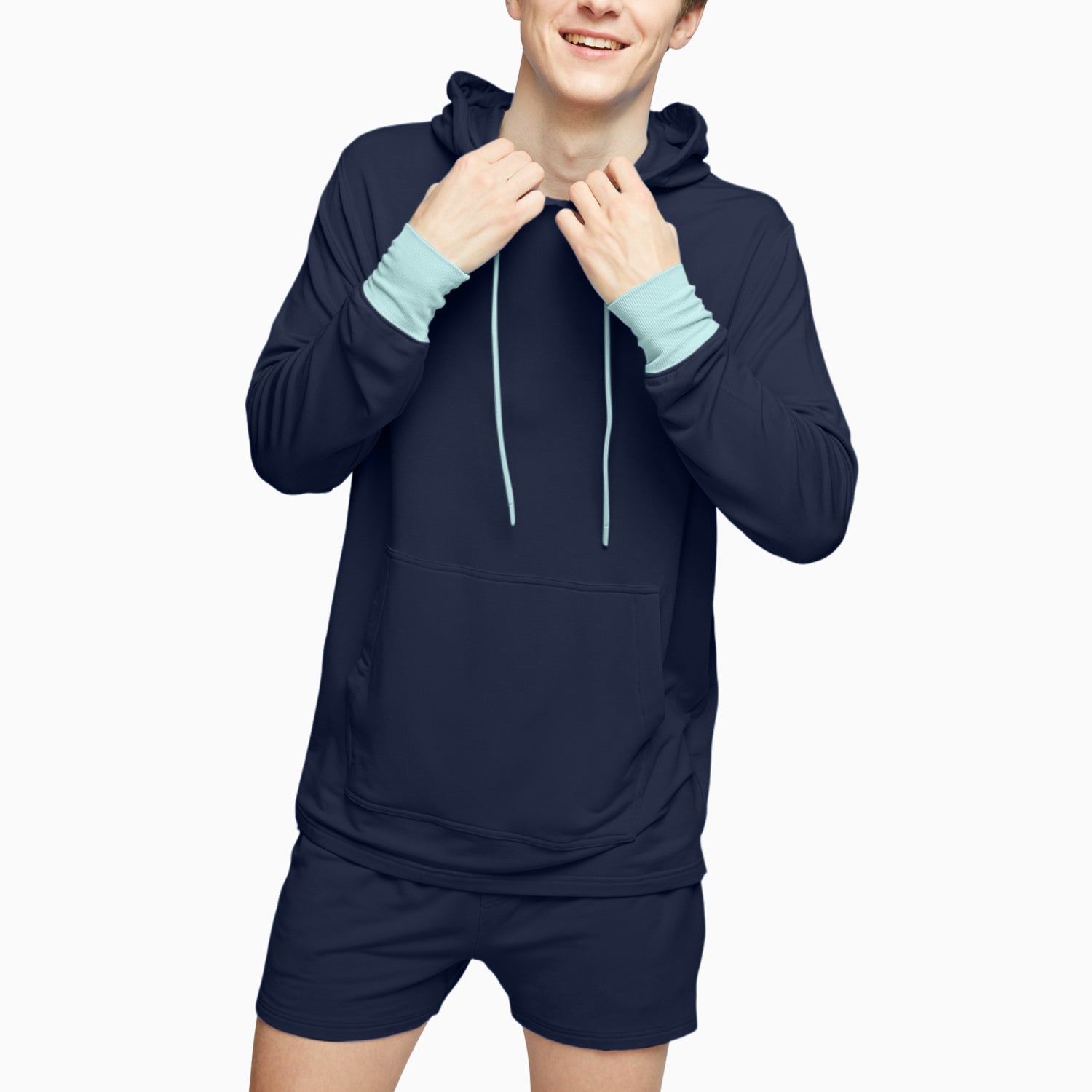 Modal French Terry House Hoodie | Navy/Mint