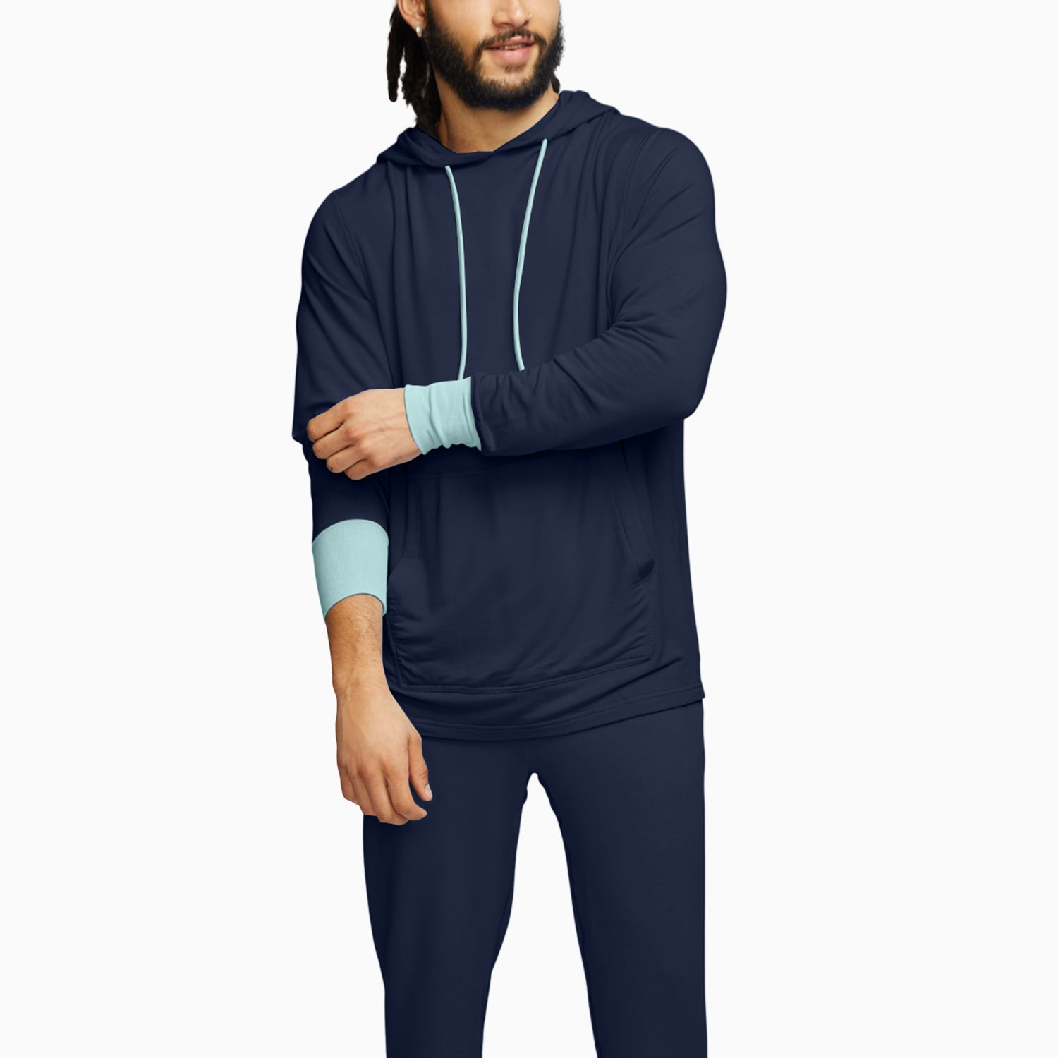 Modal French Terry House Hoodie | Navy/Mint
