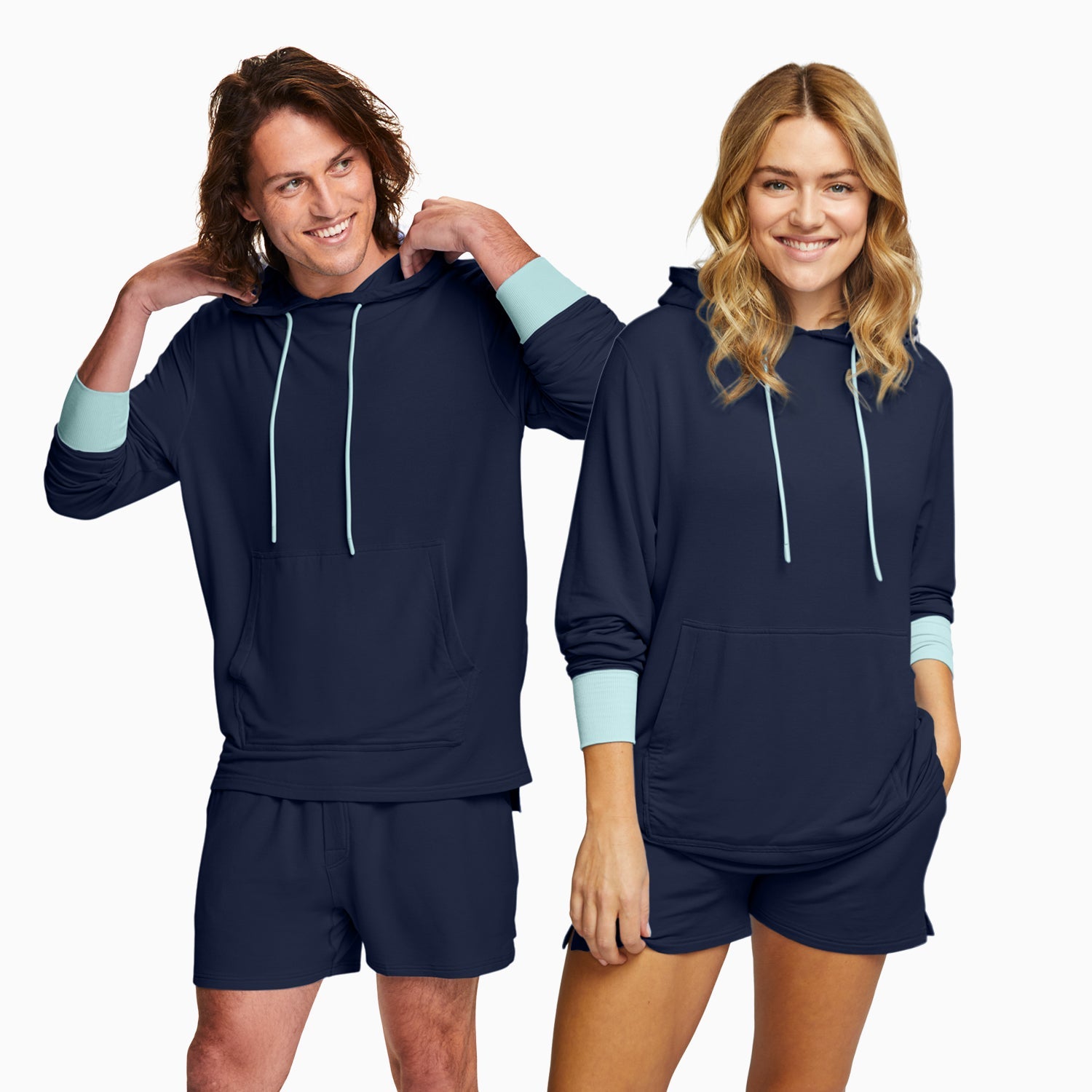 Modal French Terry House Hoodie | Navy/Mint