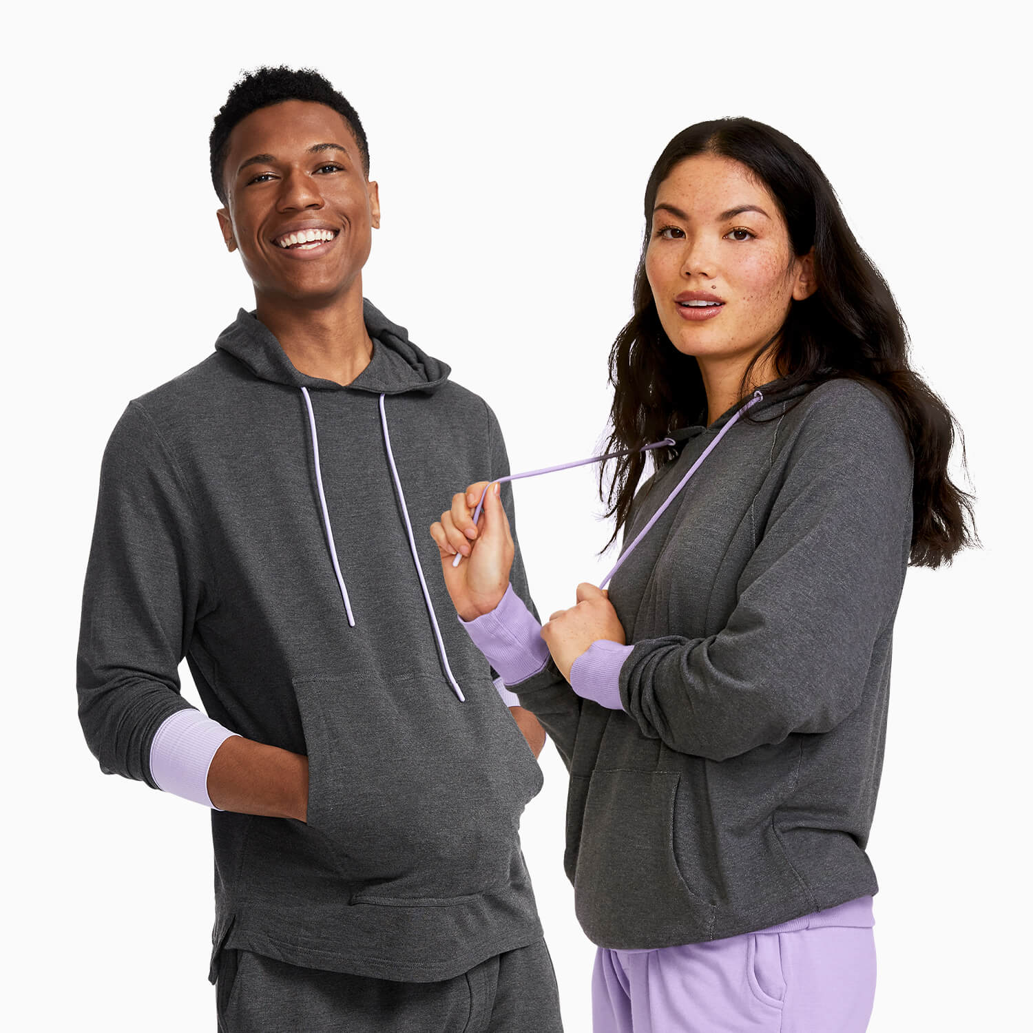 Modal French Terry House Hoodie | Gray/Lavender