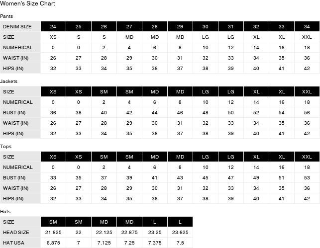 Product size guide