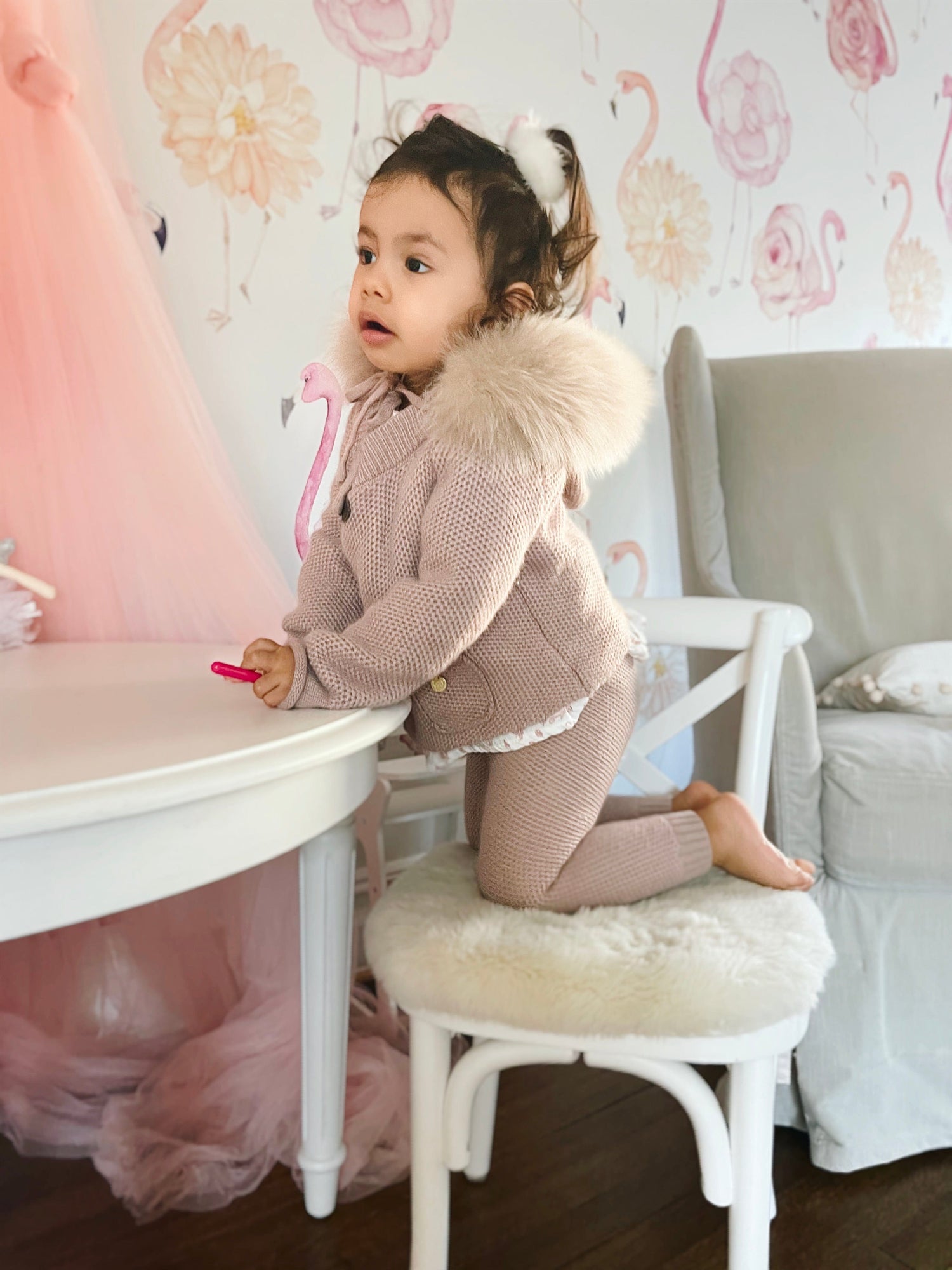 Honeycomb Dusty Pink Cashmere Pram Coat - Petite Maison Kids