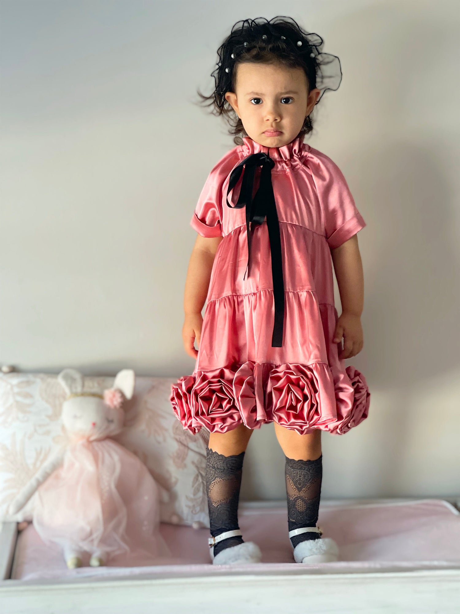 Satin Rose Dress - Petite Maison Kids