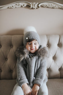 Cashmere Pram Coat with Grey Trim - Petit Maison Kids