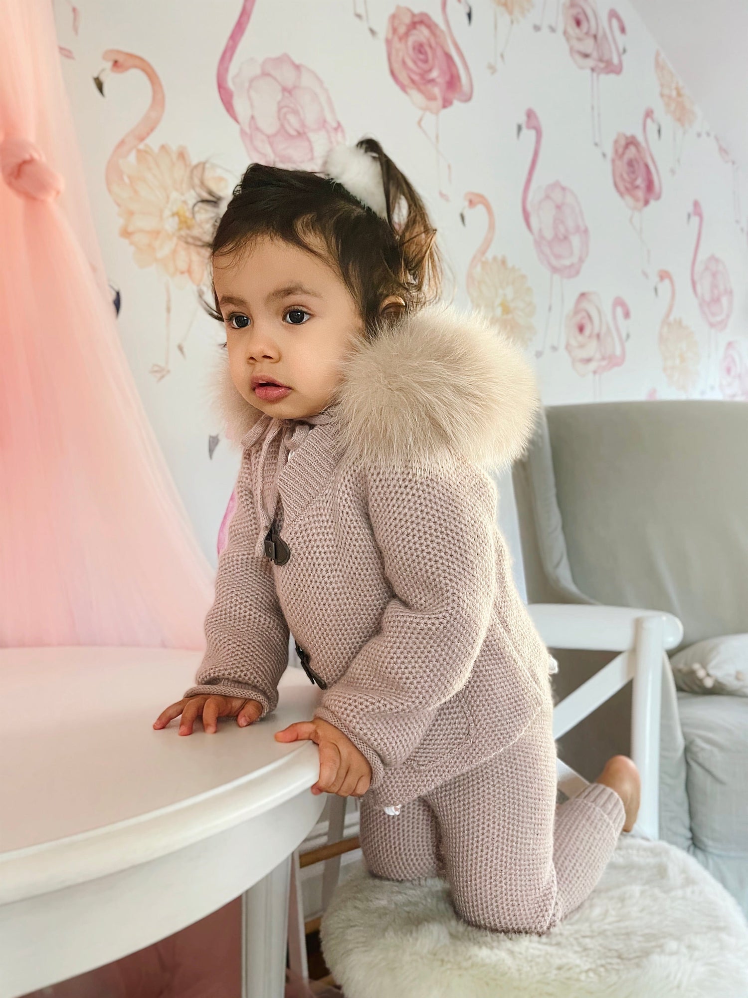 Honeycomb Dusty Pink Cashmere Pram Coat - Petite Maison Kids