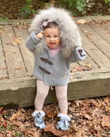 Cashmere Pram Coat with Grey Trim - Petit Maison Kids