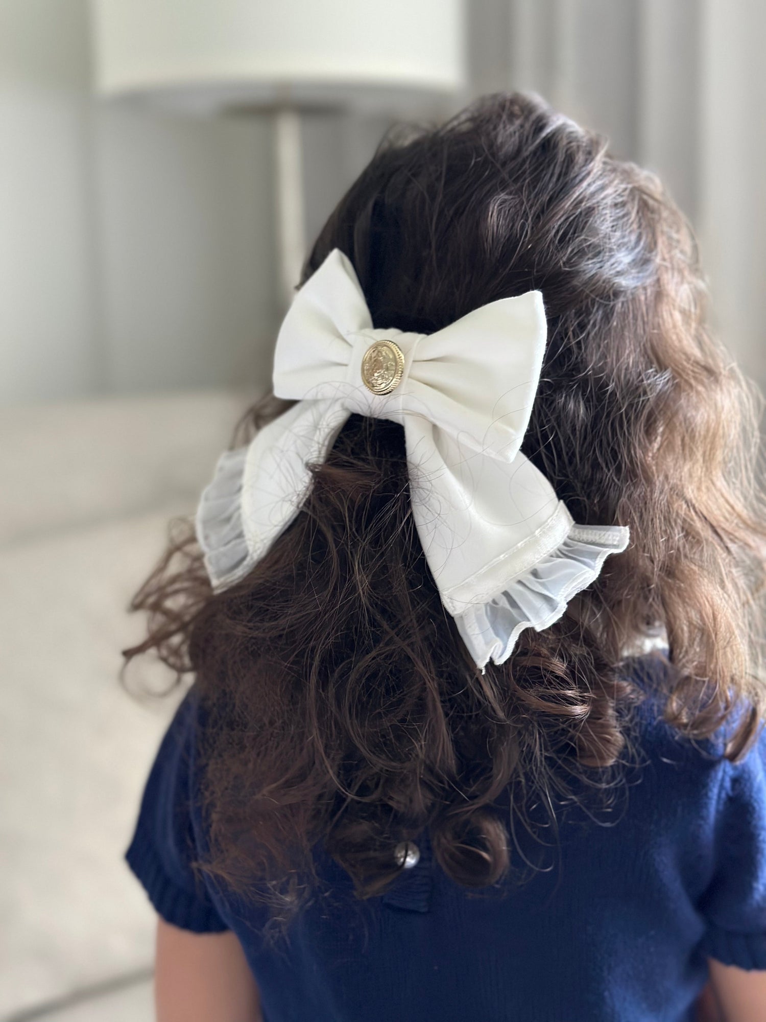 White Tuxedo Hair Bow | White