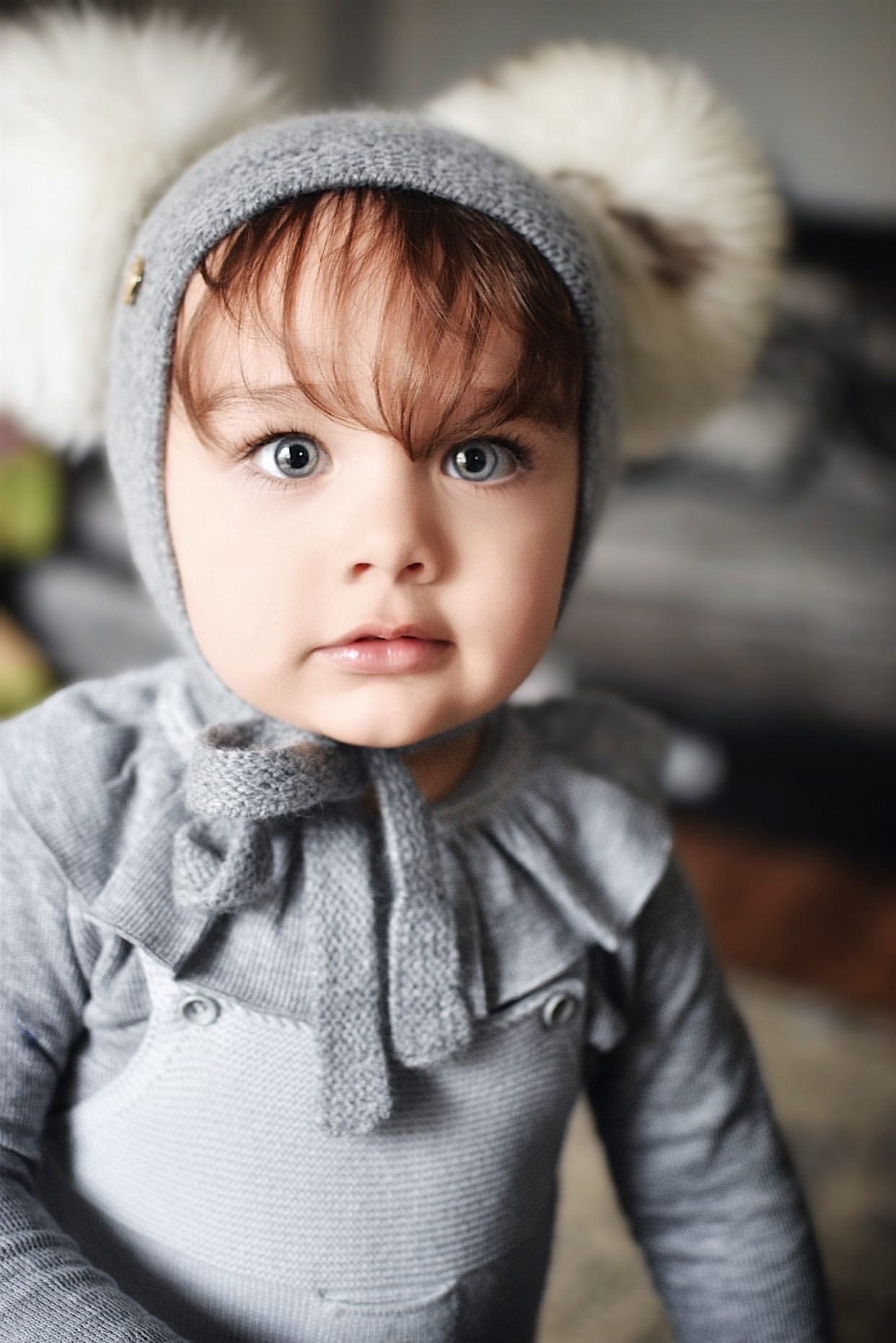 Honeycomb Grey Cashmere Bonnet - Petite Maison Kids