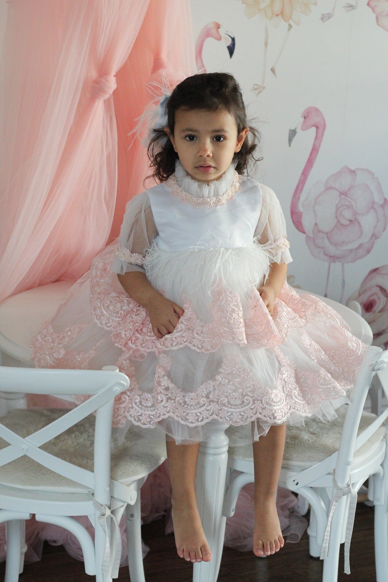 Laila Embroidered Feather Dress - Petite Maison Kids