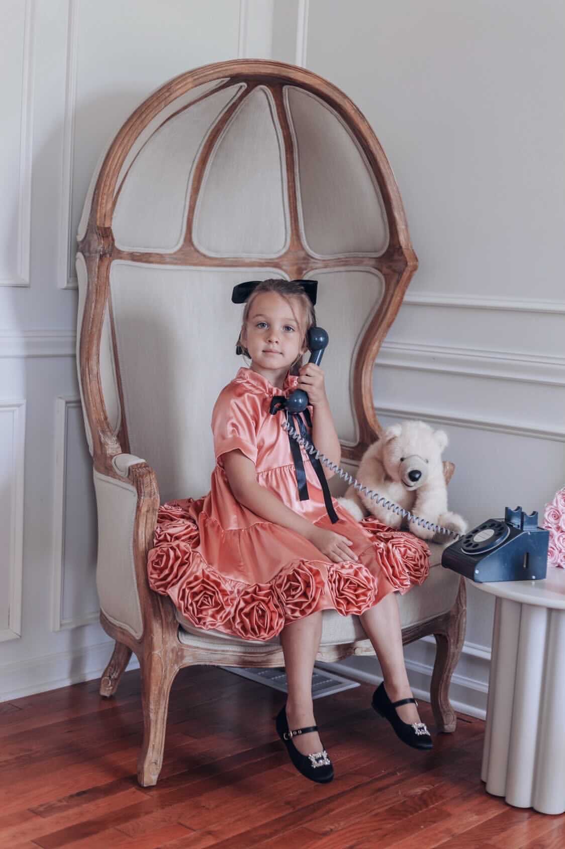 Satin Rose Dress - Petite Maison Kids