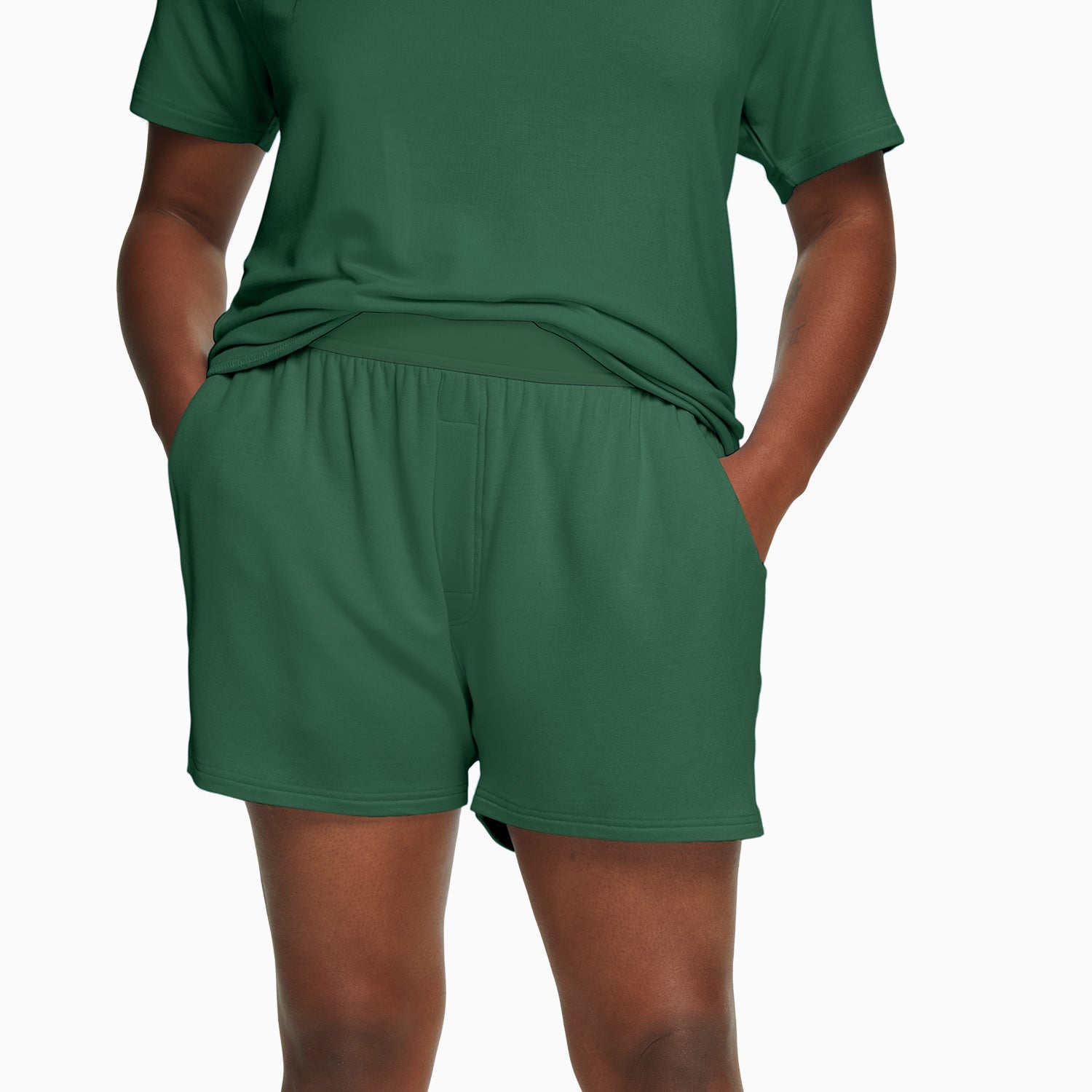 Modal Boxer Lounge Shorts | Boxers with Pockets | Hunter Green