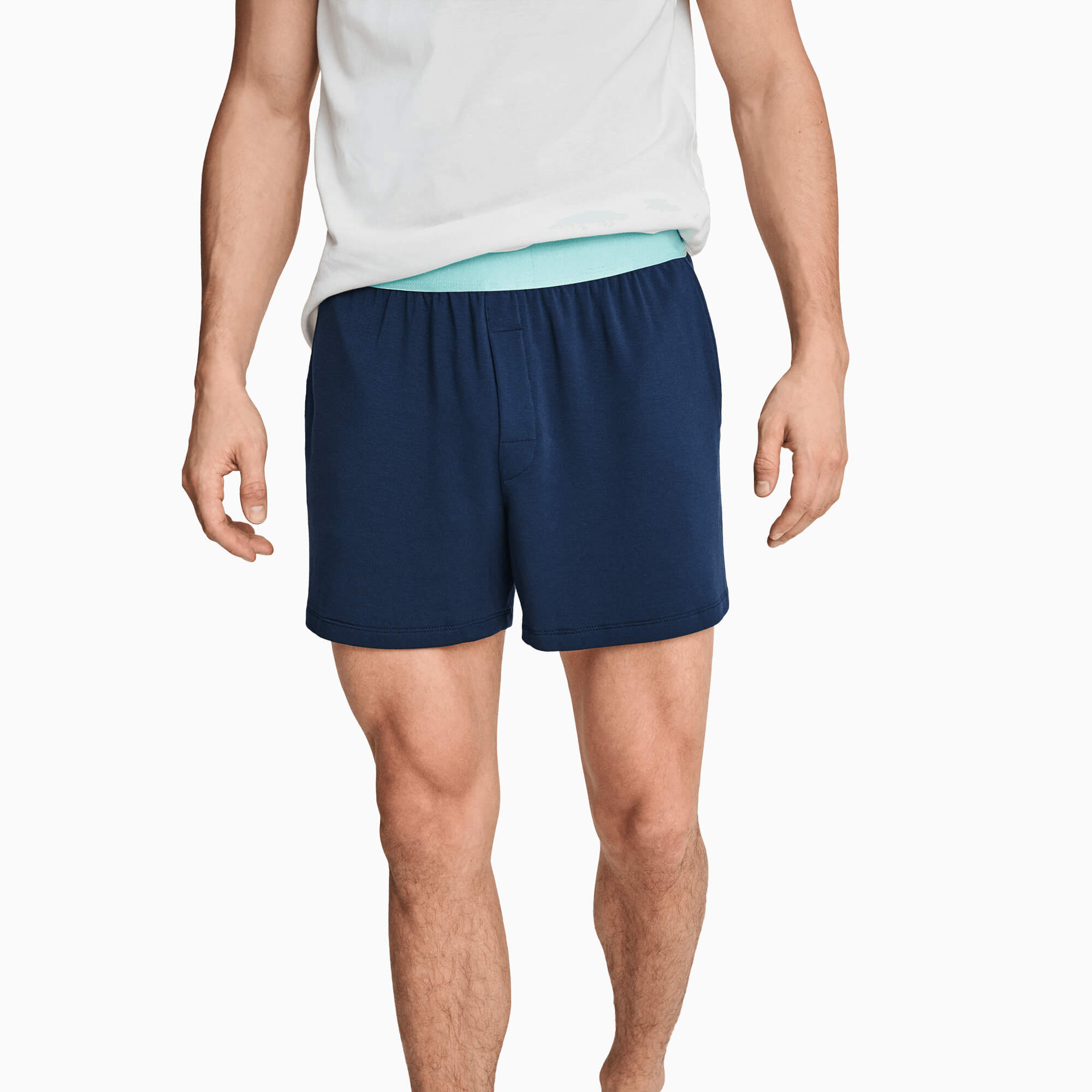 Modal Boxer Lounge Shorts | Boxers with Pockets | Navy/Mint