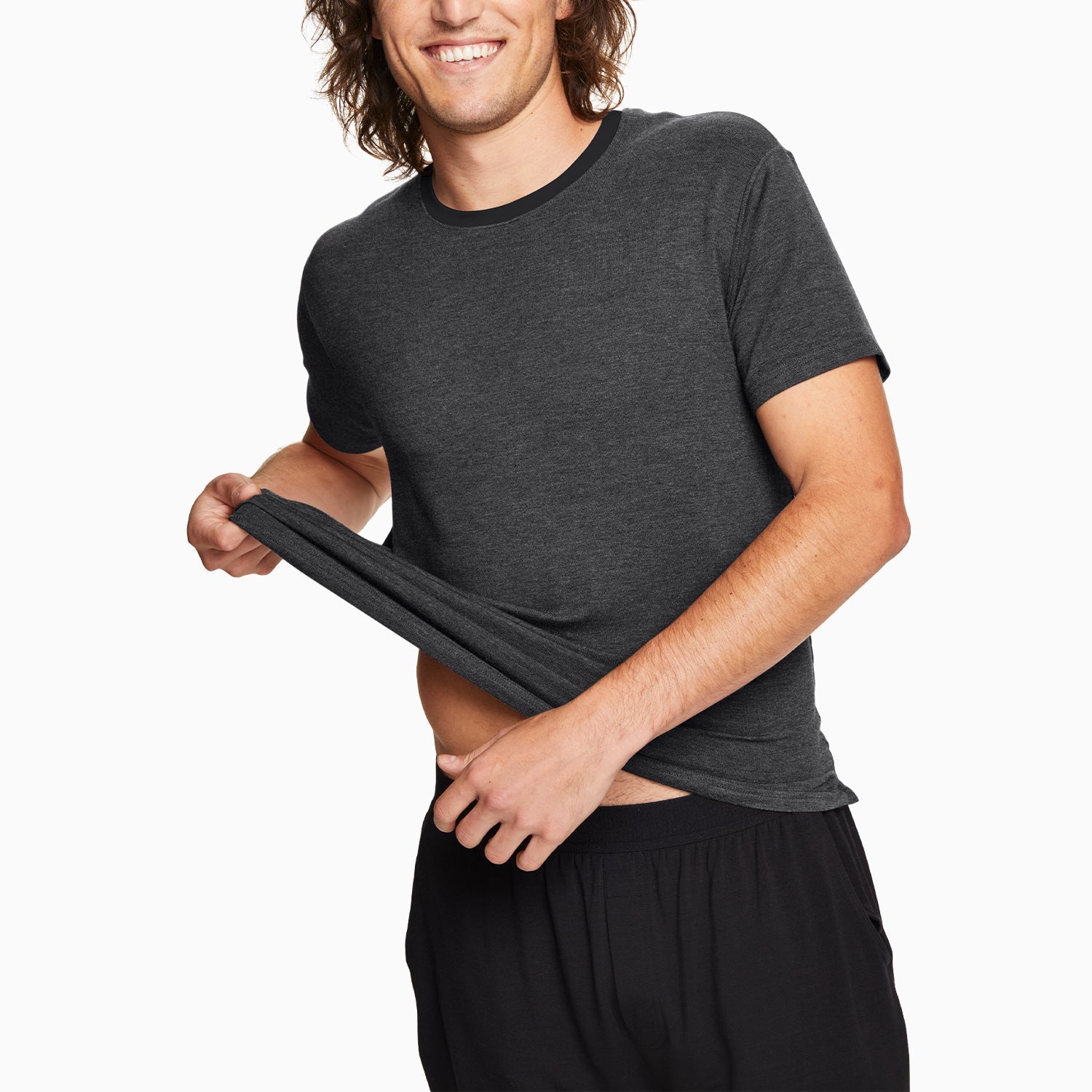 Modal French Terry Lounge Tee | Gray/Black
