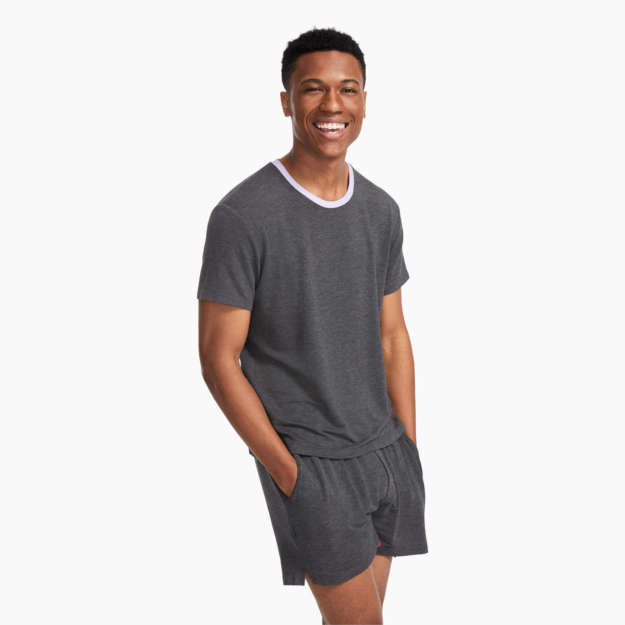 Modal French Terry Lounge Tee | Gray/Lavender