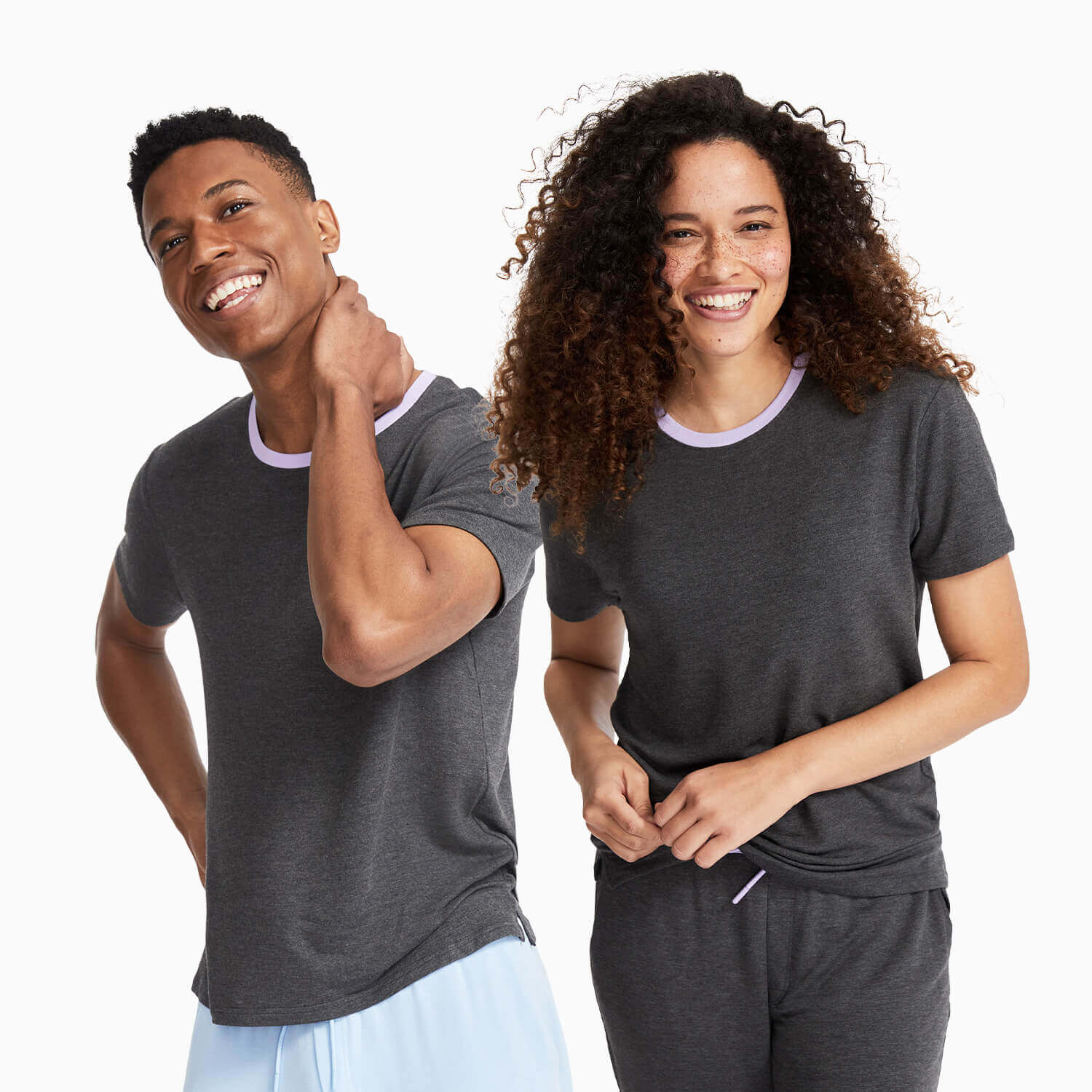 Modal French Terry Lounge Tee | Gray/Lavender