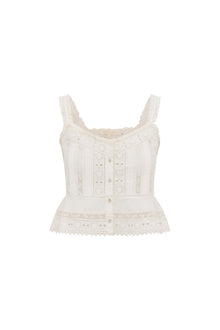 Karmina Heart Eyelet Lace Tank Top | White