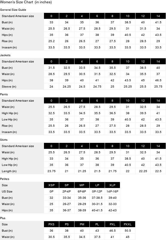 Product size guide