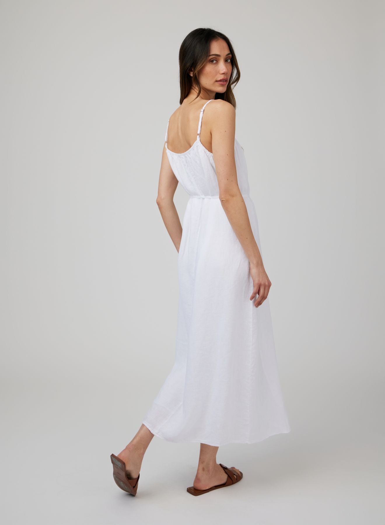 Shirred Cami Maxi Dress | White