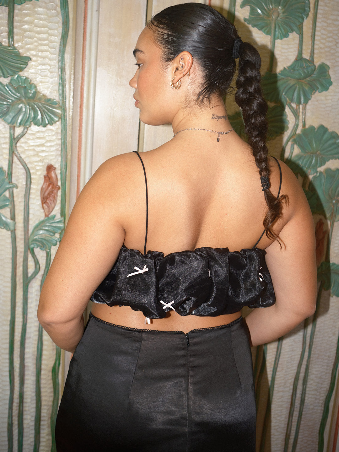 Jemma Bubble Top | Black Pink Bow