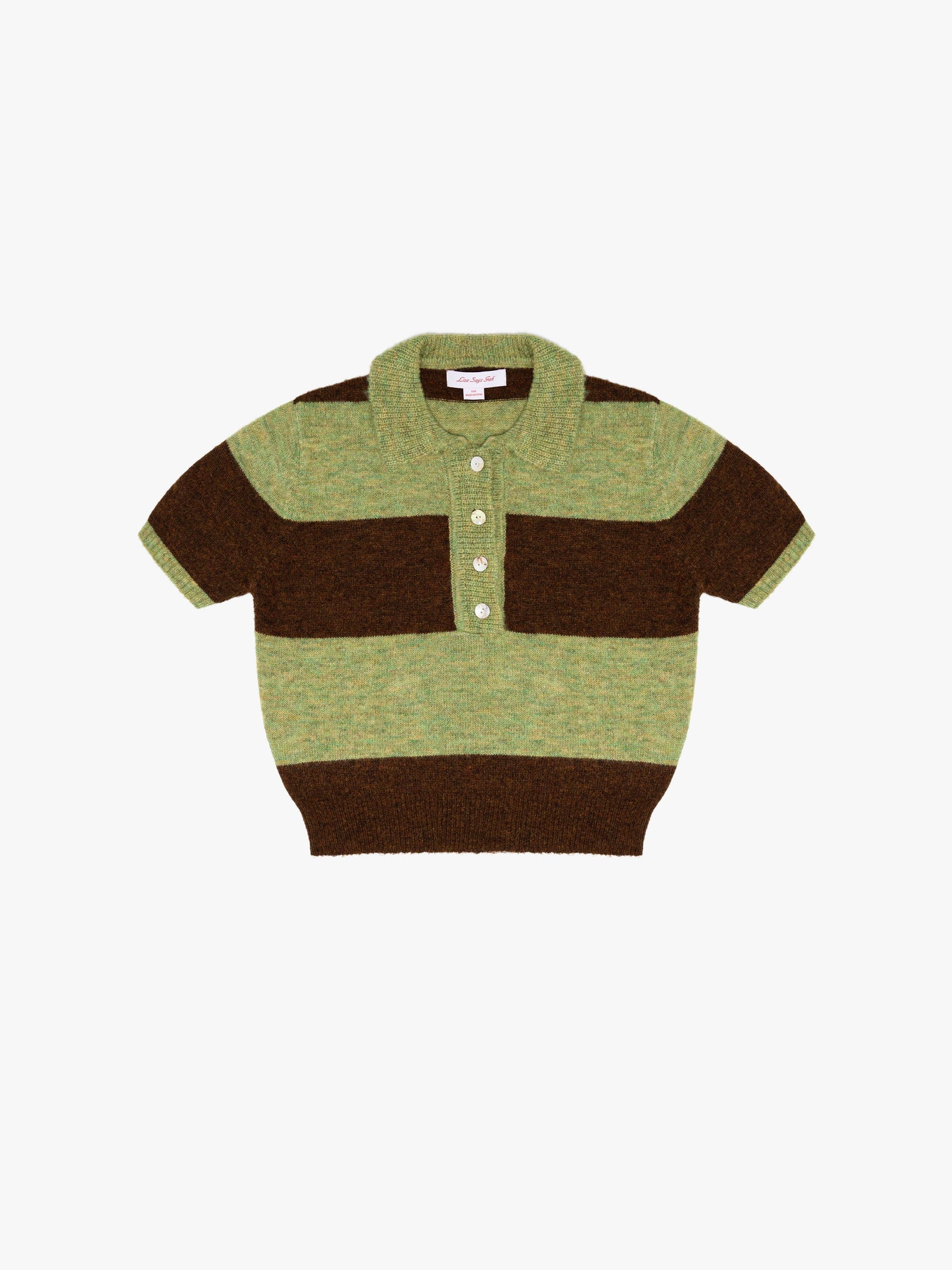 Molly Polo Sweater | Mocha/Pistachio Stripe
