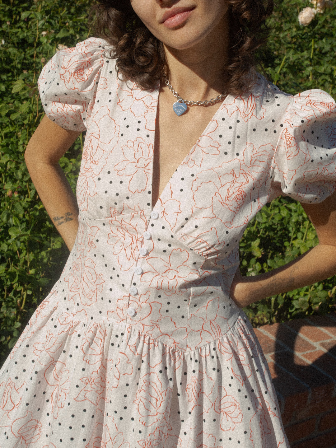 Elizabeth Dress | Rose White Dot