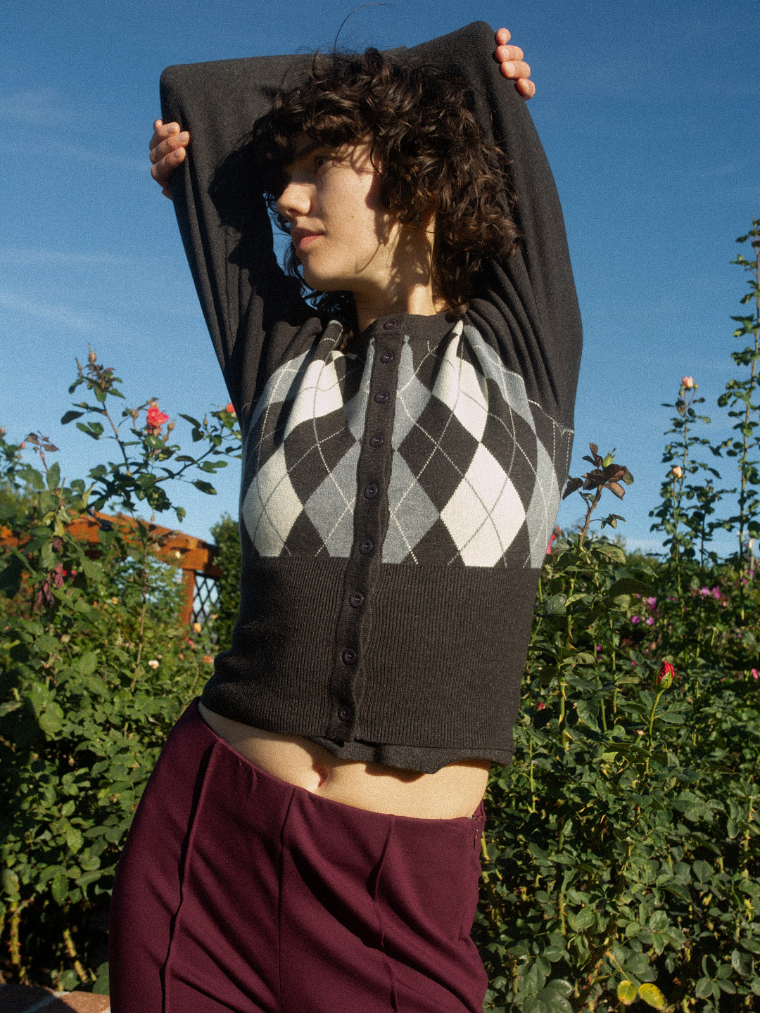 Emi Cardi | Grey Argyle