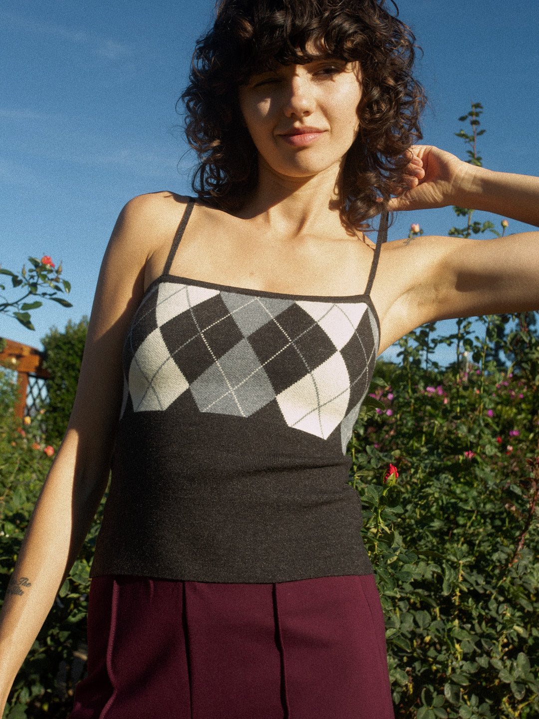 Emi Tank | Grey Argyle