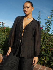Meera Blouse | Black Organza