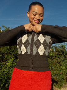 Emi Cardi | Grey Argyle