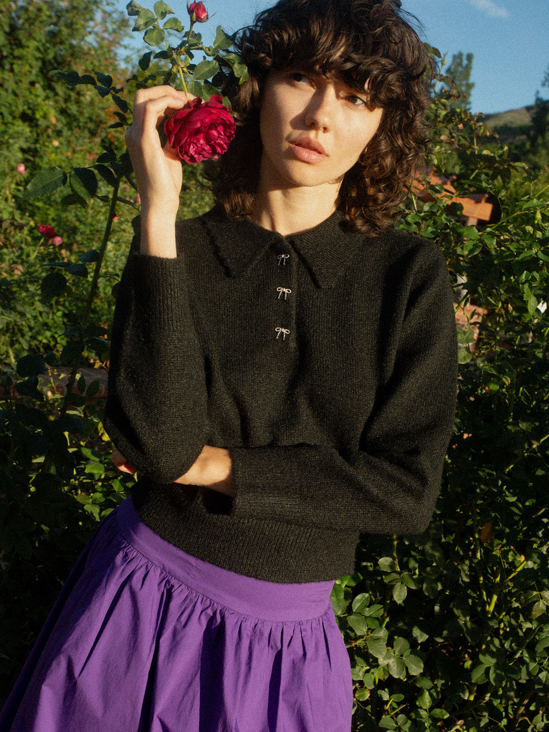 Posey Polo Sweater | Black