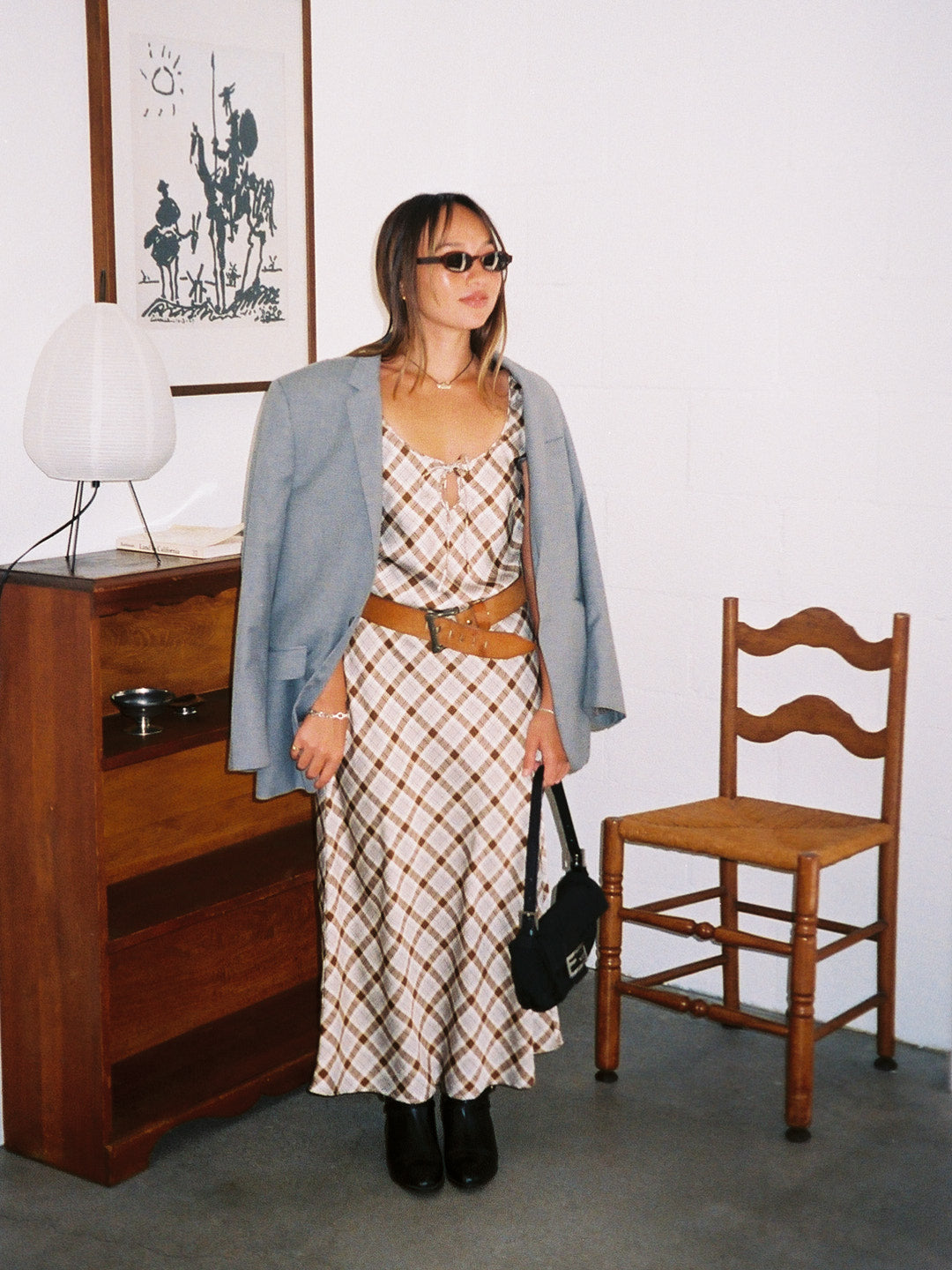 Tabitha Dress | Tan Plaid