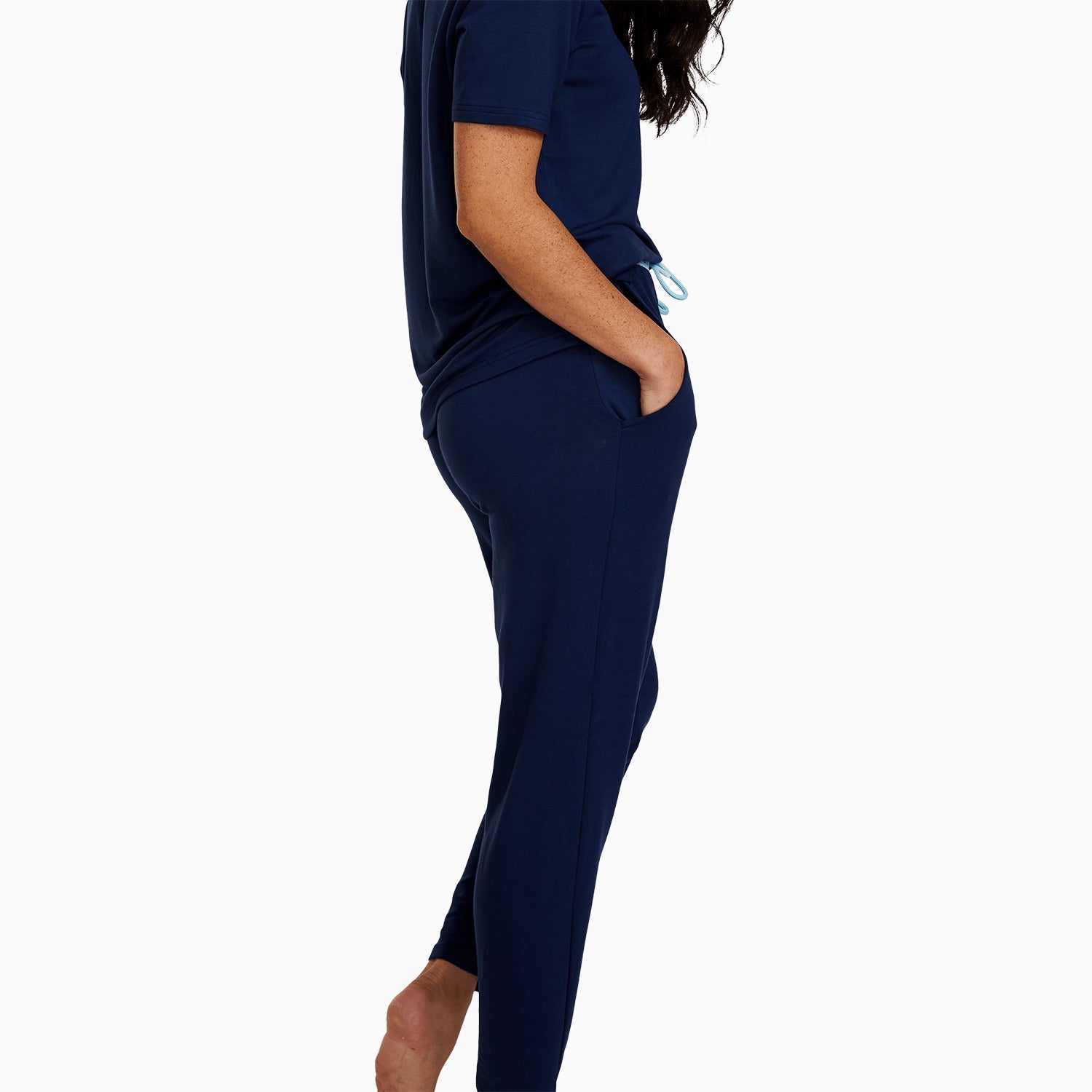 Modal French Terry Long House Shorts | Navy/Mint