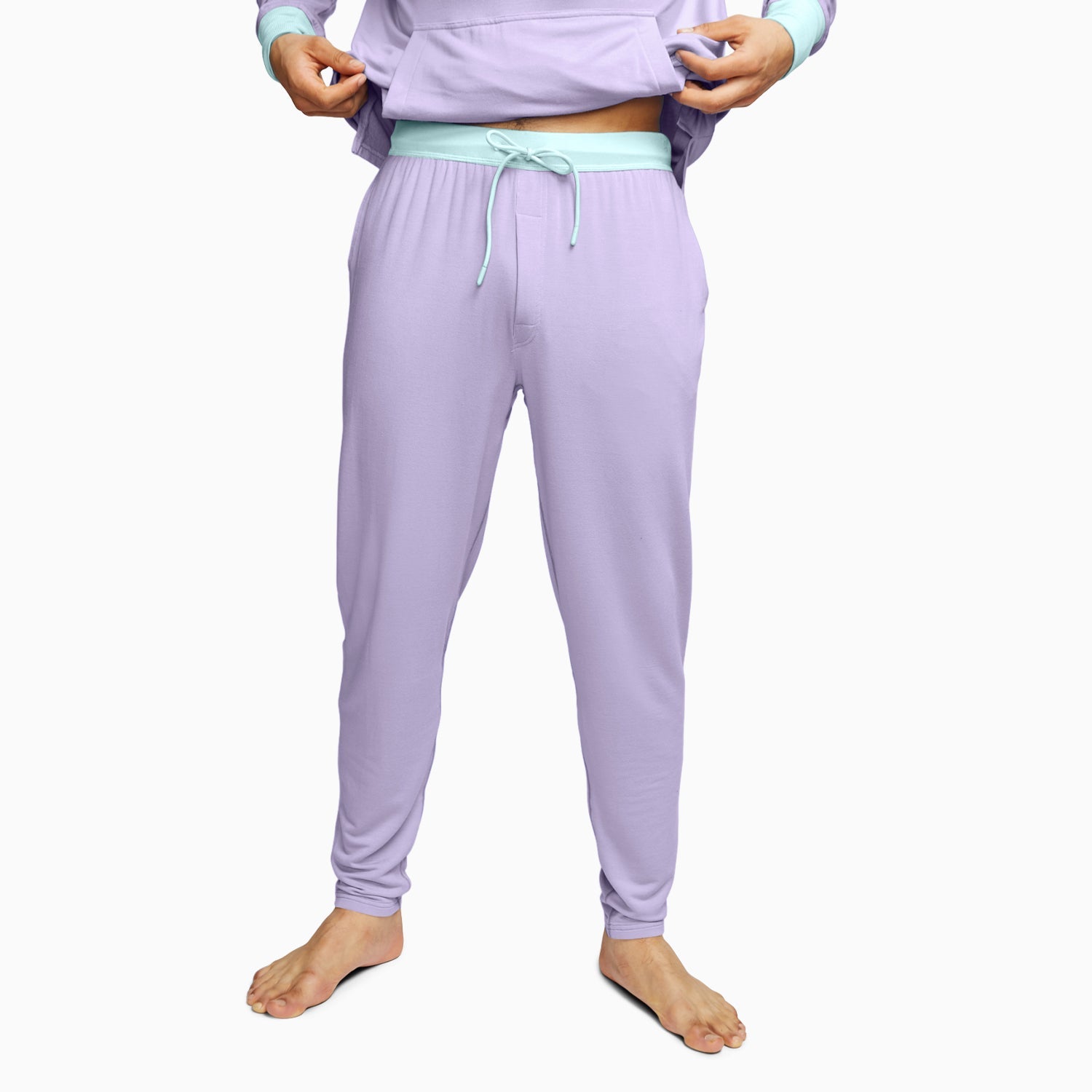 Modal French Terry Long House Shorts | Lavender/Mint
