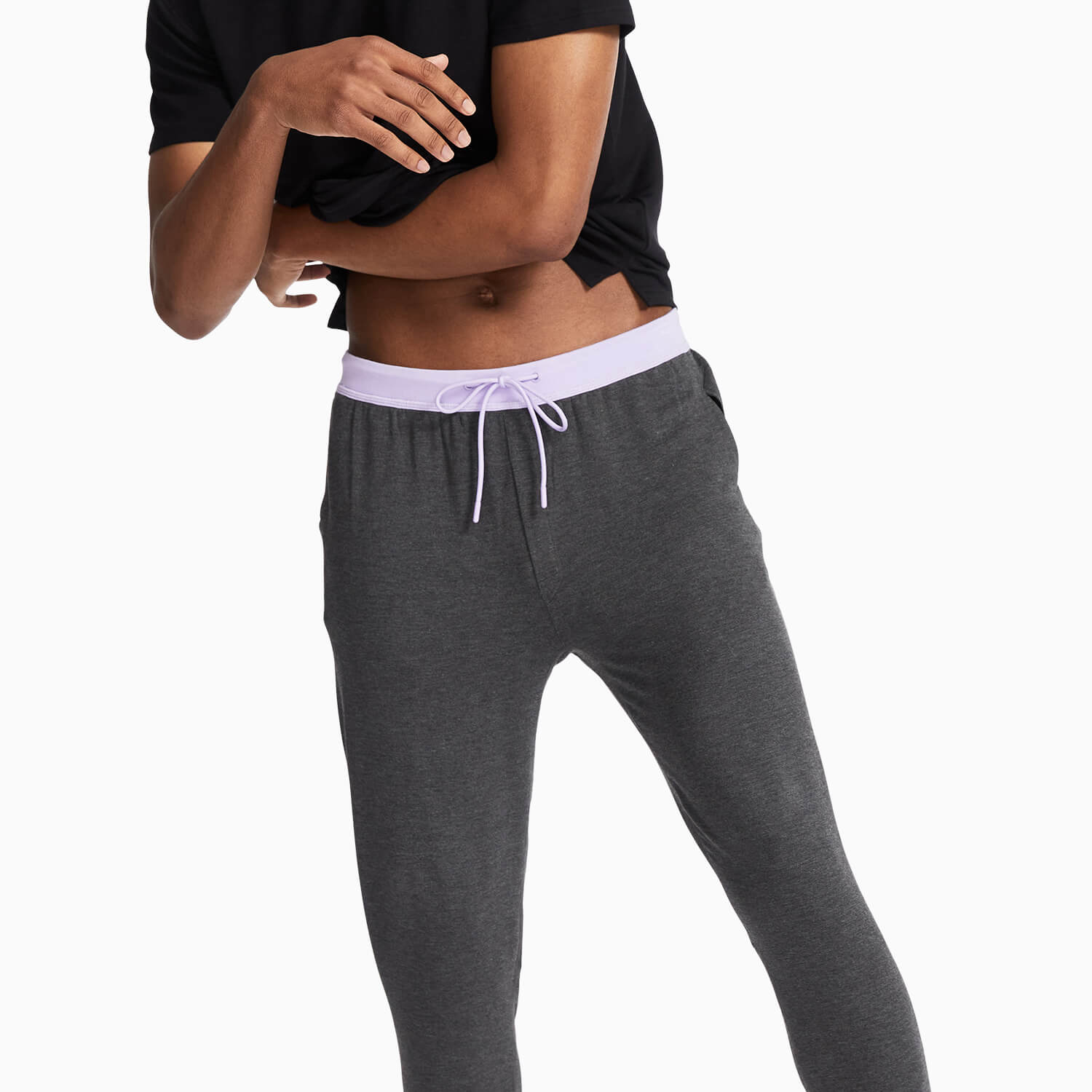 Modal French Terry Long House Shorts | Gray/Lavender