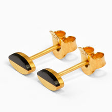 Oval Earrings | 18K Gold Plated | Onyx