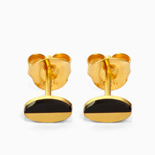 Oval Earrings | 18K Gold Plated | Onyx