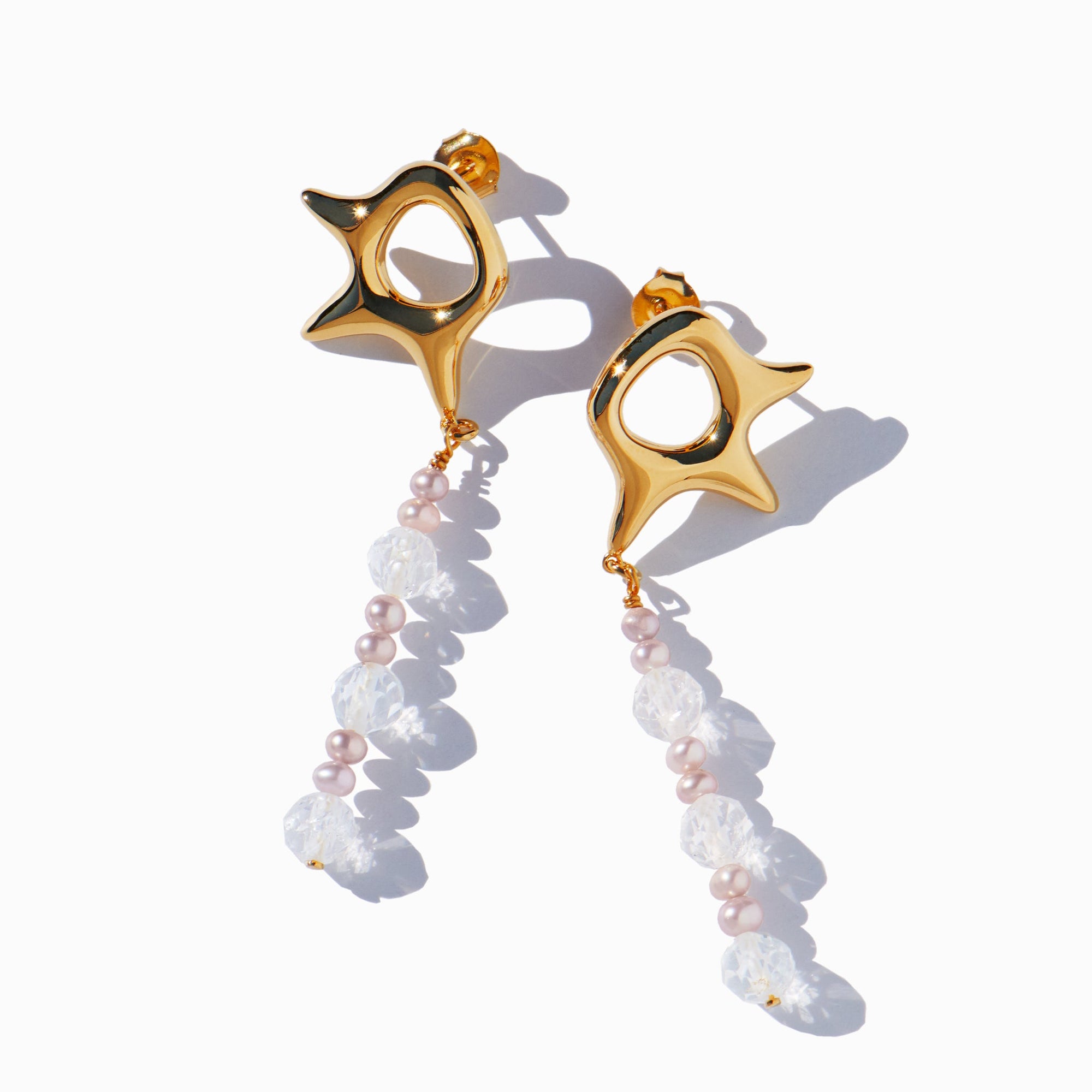 Ziggy Mini Earrings | 18K Gold Plated | Freshwater Pearls/Topaz