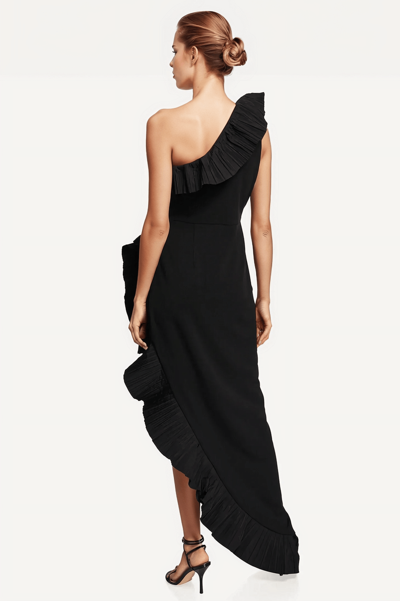 ONE33 SOCIAL | The Mercer Black Pleated Ruffle Gown | Black