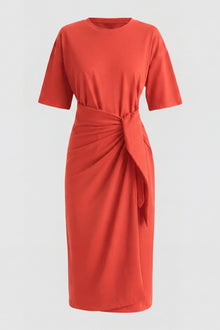 Noa Organic Cotton T-Shirt Wrap Dress (Petite) | Coral