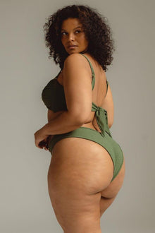 Tori Bandeau Bikini Top | Olive Micro Scrunch