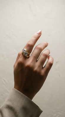 The Heart Stone Ring (Set Of 2) | 18K Gold Plated Brass