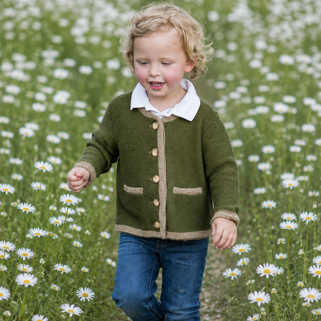 Kids | Salzburg Cardigan | Pine / Taupe