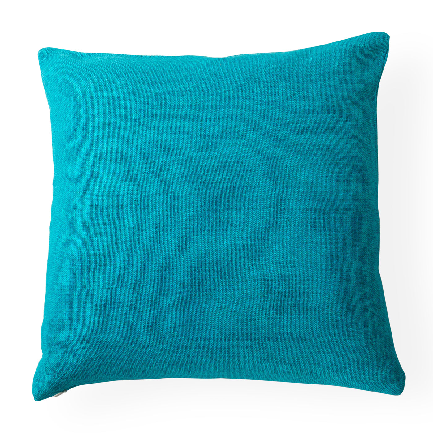pimlico squares pillow linen teal white - back view