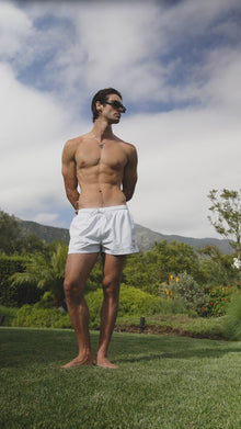 Mens | Wolfe Head Swim Shorts | White