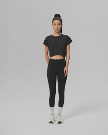 Cropped Cotton T-Shirt | Black