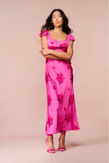 Joelette Floral Satin Maxi Dress | Raspberry Rose