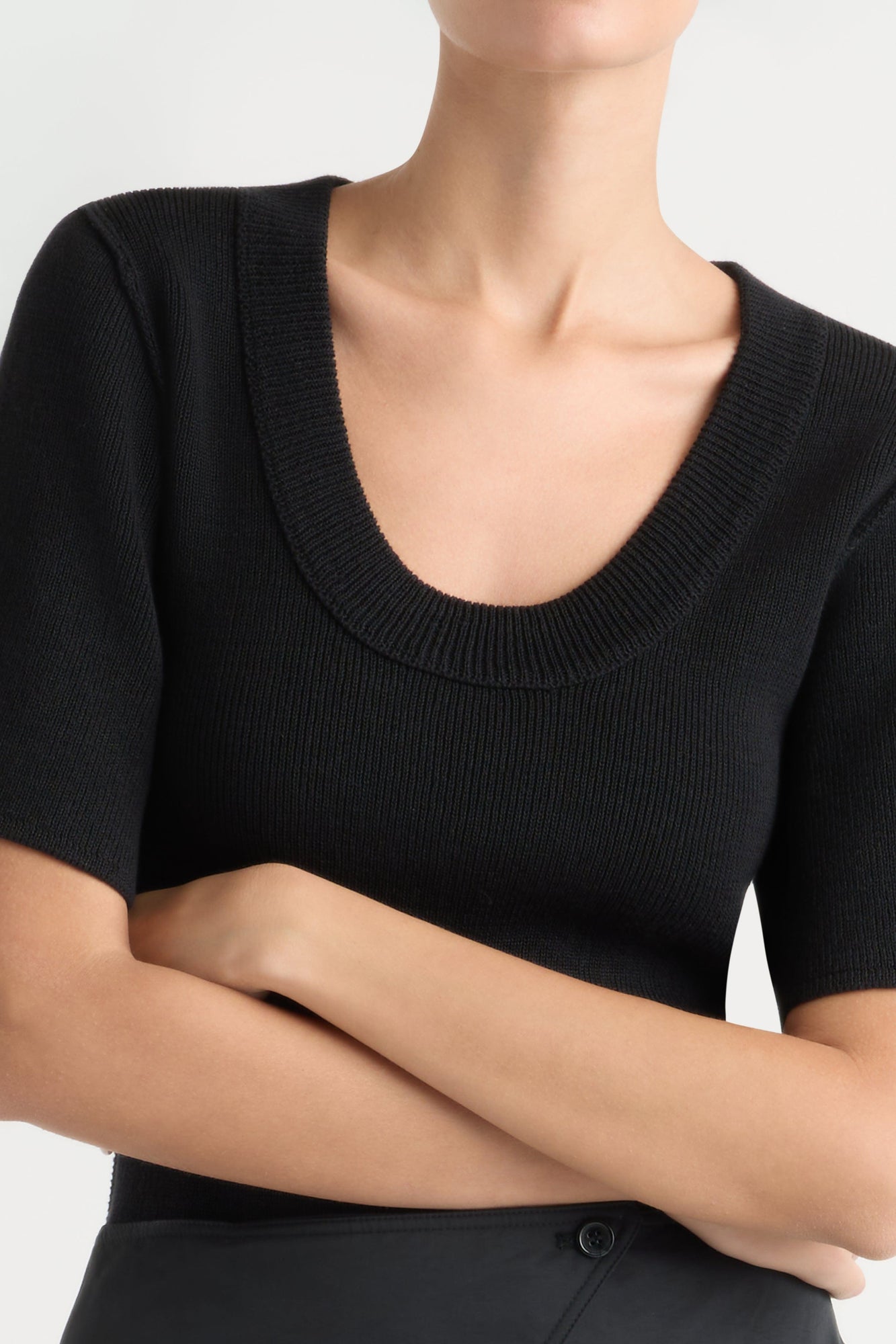 Karolina | Reina Sculpted Scoop-Neck Knit Top in Size Extra Small