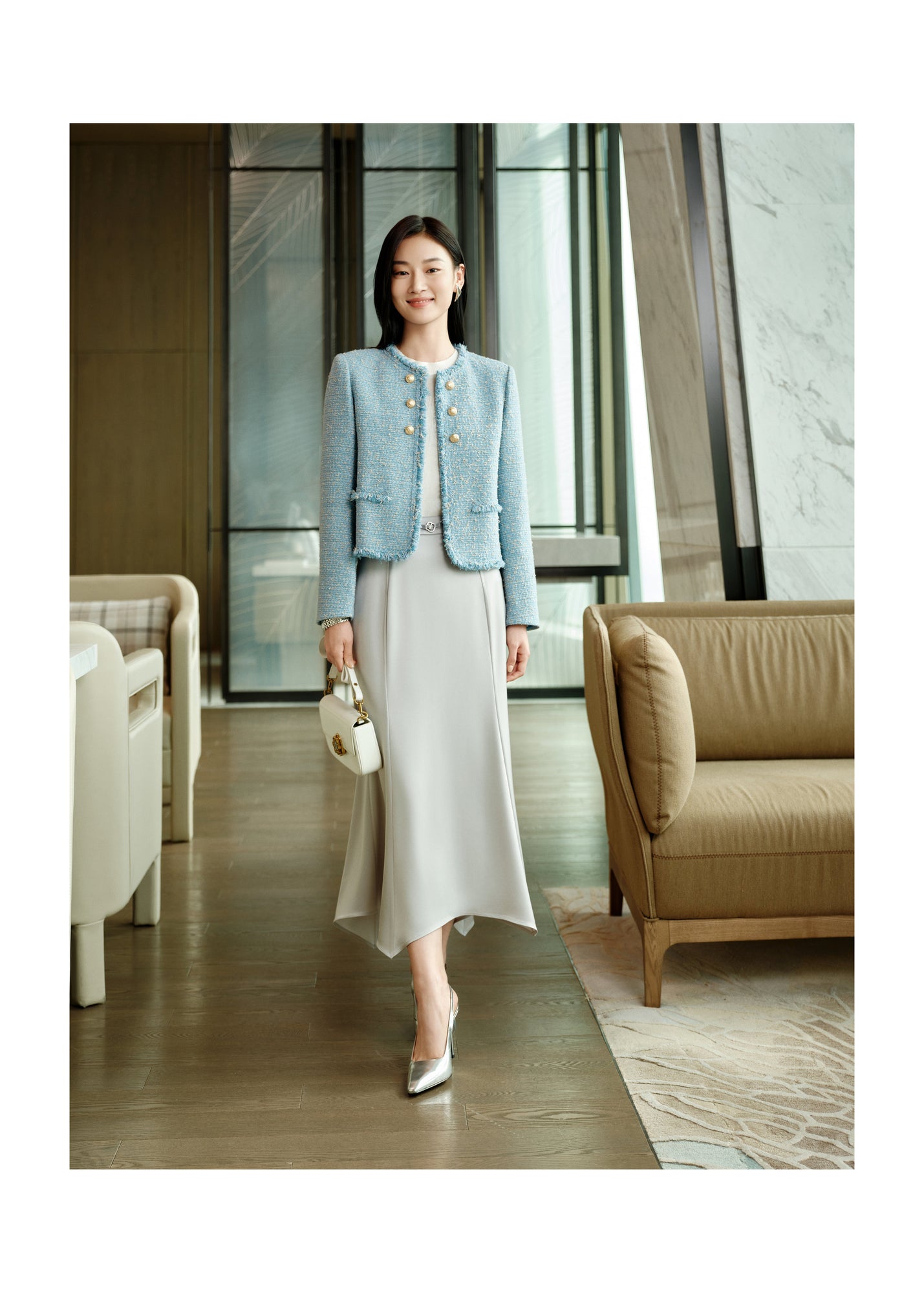 slim midi skirt | Grey