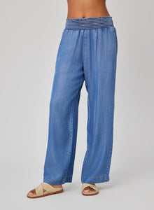 Smocked Waist Wide Leg Pant | Moonlit Haze Wash