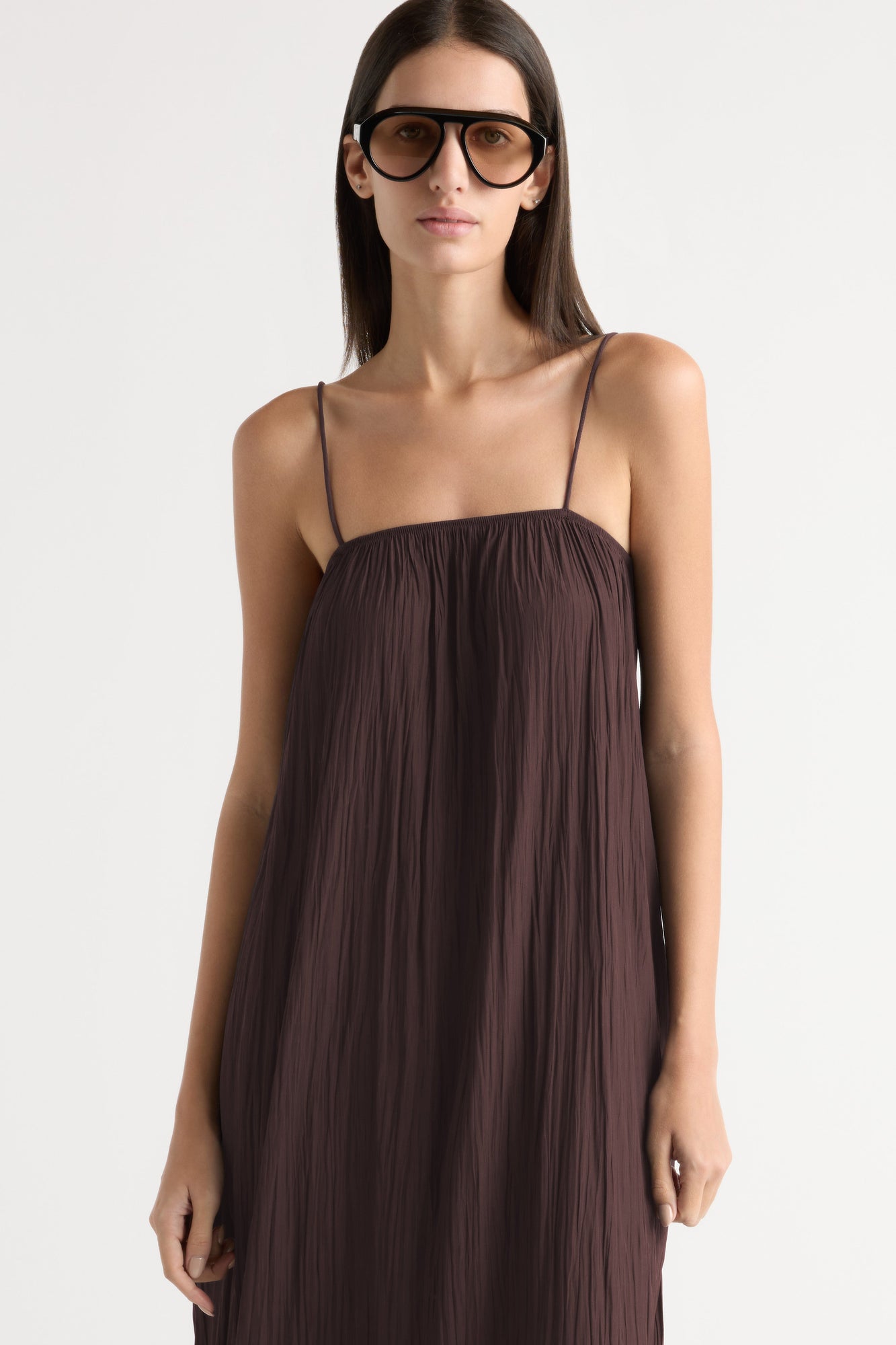 Karolina | Solange Crinkled Maxi Dress in Size Extra Small